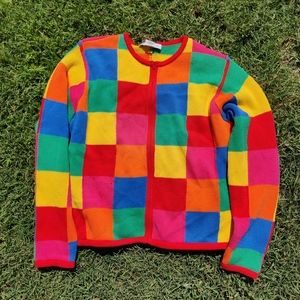 Rainbow checkered vintage cardigan